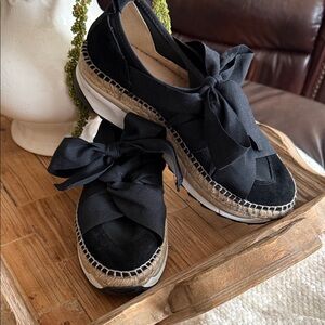 Free People Black Espadrille Sneakers with Bow